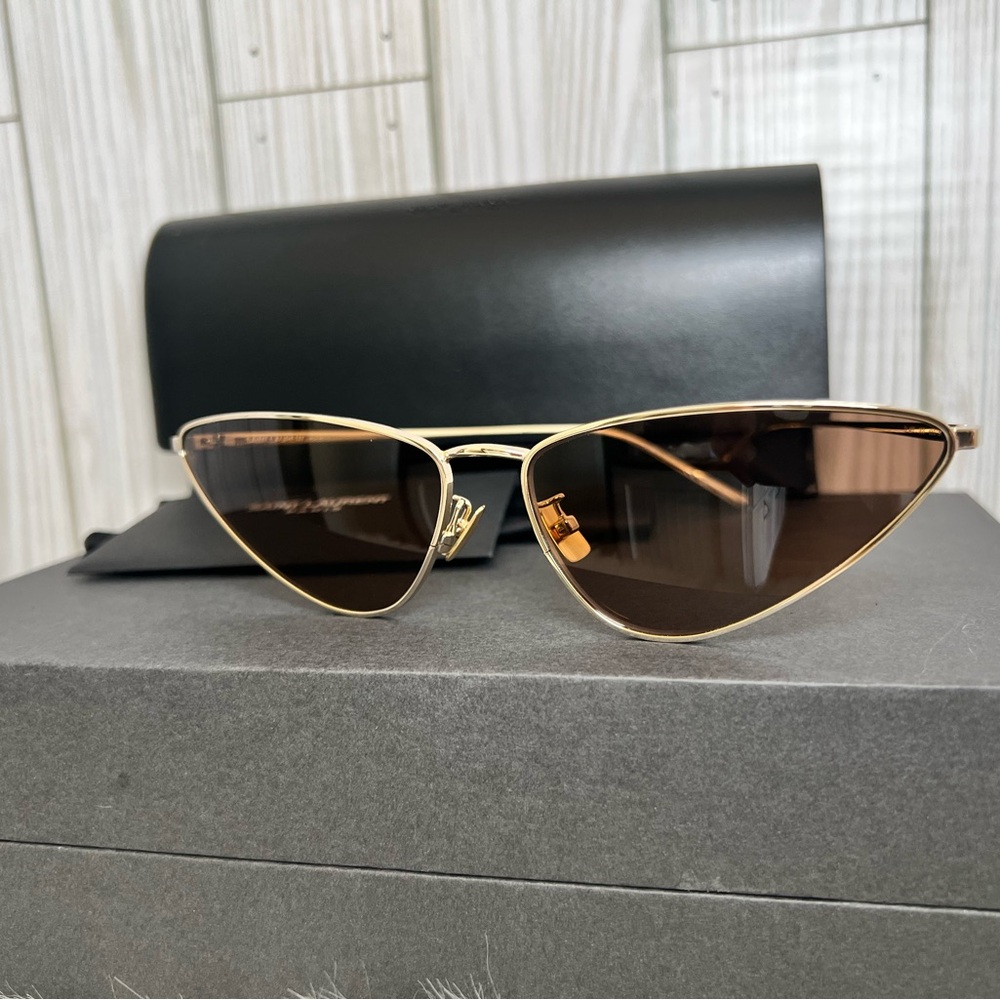 Saint Laurent Gold on Gold Geometric Sunglasses. NWT. - Picture 4 of 6